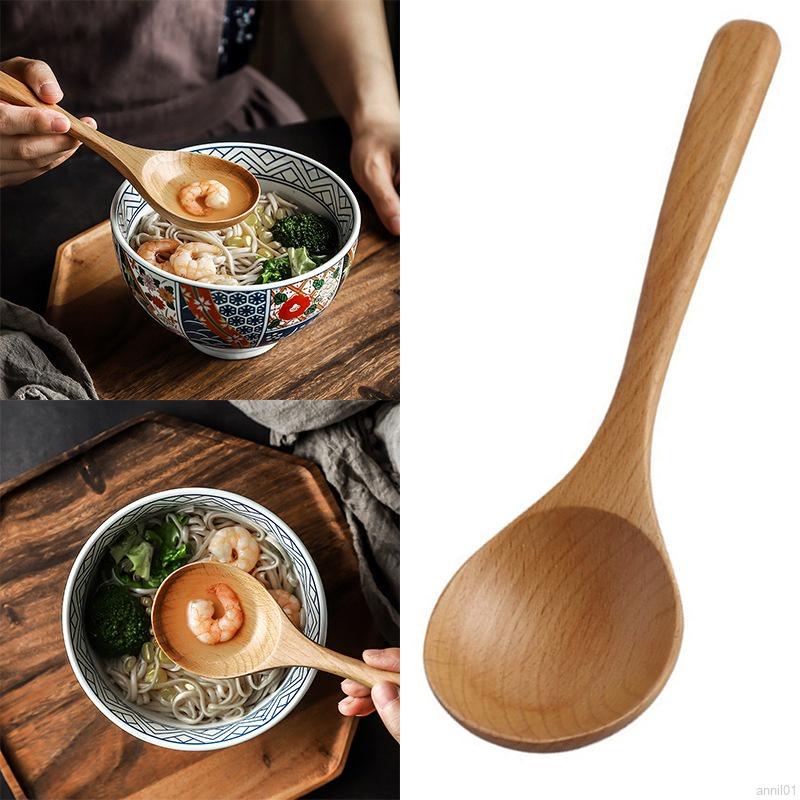 Muỗng múc canh cán dài bằng gỗ phong cách nhật bản thanh lịch