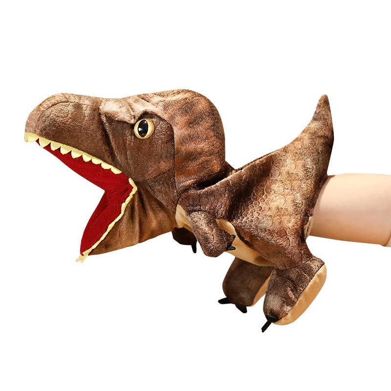 ✤✼Big Bad Wolf Dinosaur Hand Puppet Toy Găng tay động vật có thể mở miệng làm dịu búp bê giáo dục sớm cho bé
