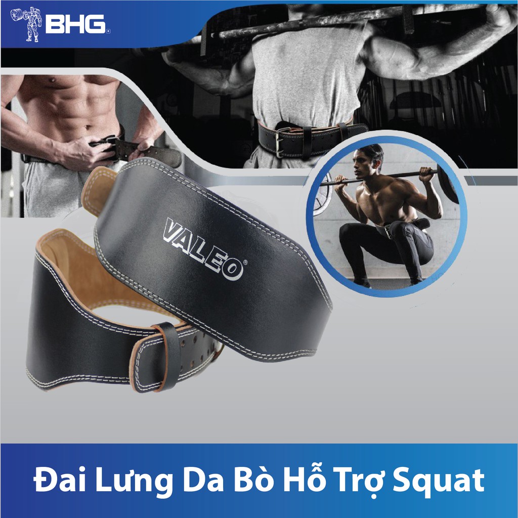 Đai Lưng Tập GYM Valeo da bò , Hỗ Trợ Gánh Tạ Cao Cấp Chính Hãng VALEO màu Đen