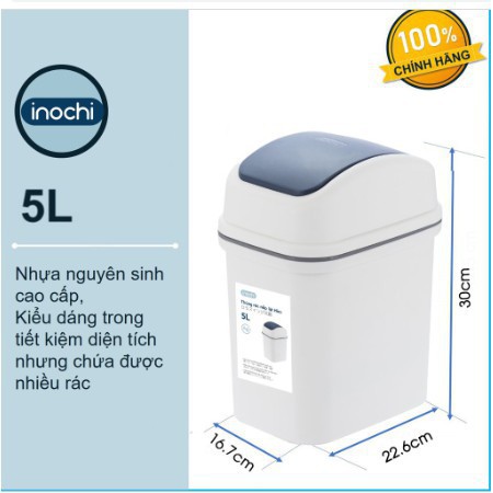 Thùng rác nắp lật Hiro 5_10_15L (tiêu chuẩn Nhật Bản)