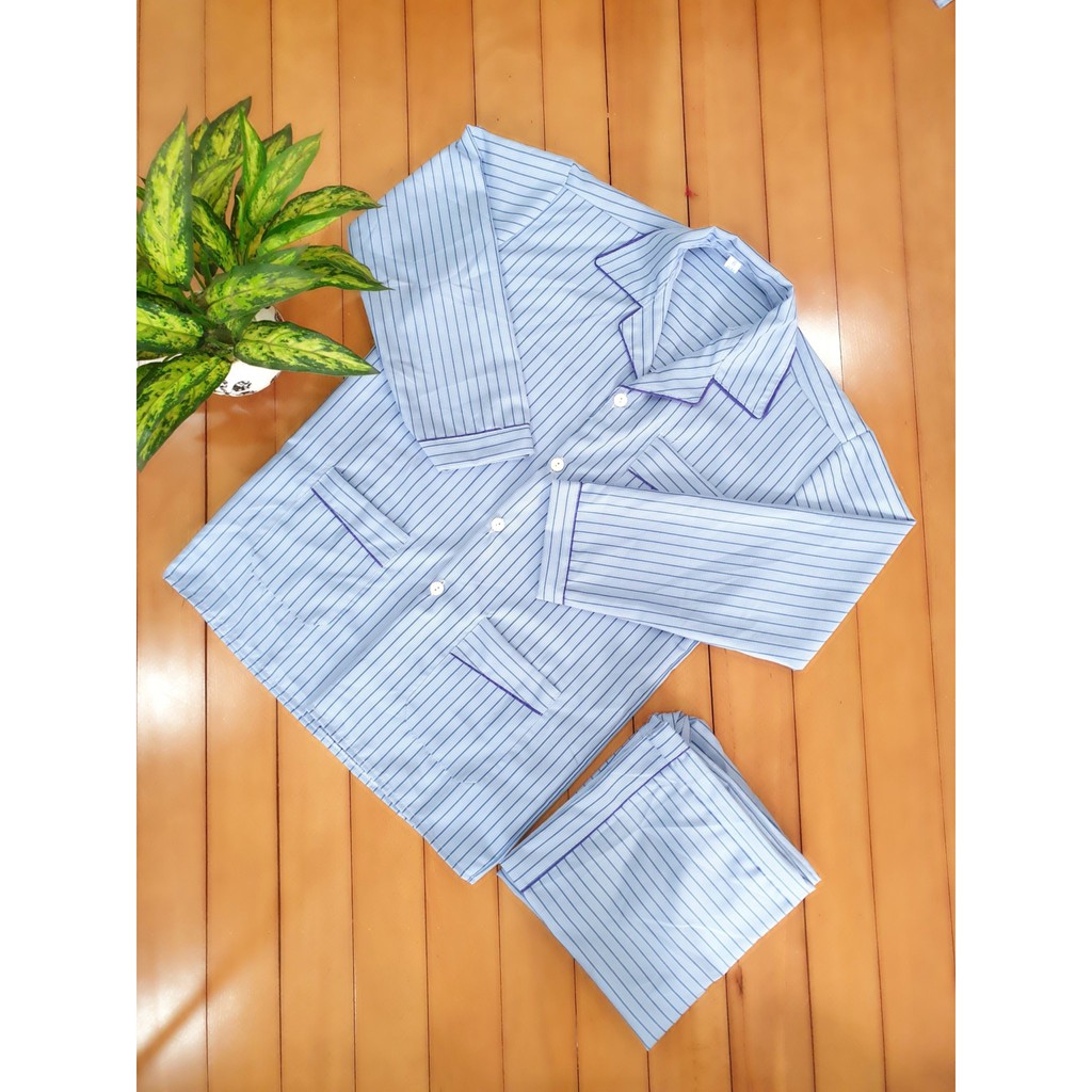 [Siêu đẹp] Bộ Pijama Bộ kẻ ông già dài