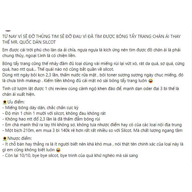 Bông tẩy trang JOYCARE Gói 210 Miếng