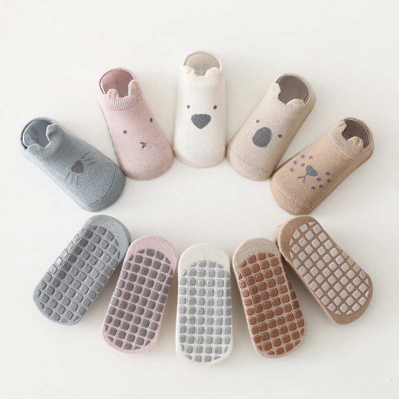 Vớ Cotton Mềm Chống Trượt In Họa Tiết Hoạt Hình Dễ Thương Thời Trang Thu Đông Cho Bé Sơ Sinh