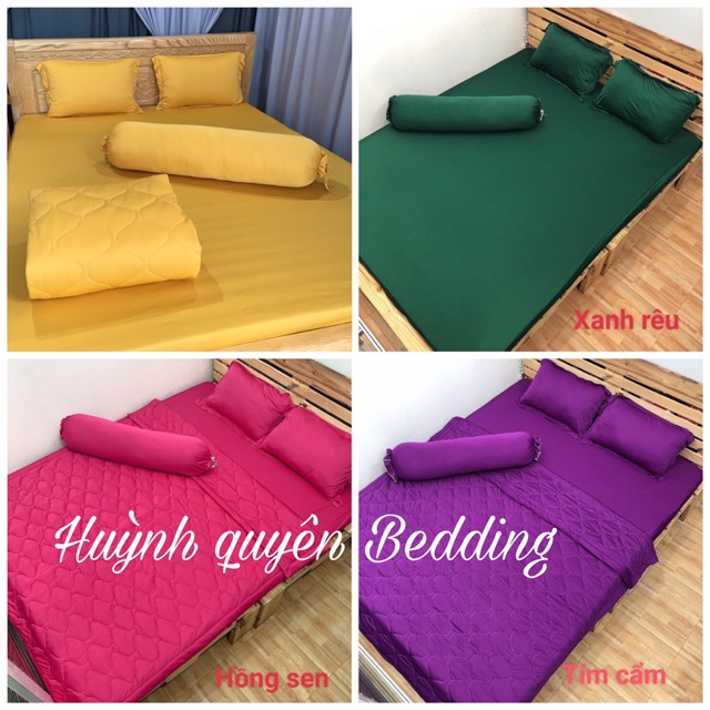 Bộ drap ga thun trơn HQ [FREE SHIP] 4 món mịn, mát, màu sắc đa dạng | BigBuy360 - bigbuy360.vn