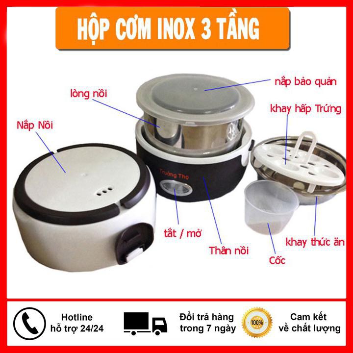 HỘP NẤU CƠM/ HÂM NÓNG/ GIỮ NHIỆT 3 TẦNG ĐA NĂNG 2L