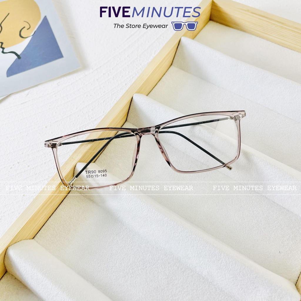 Gọng kính nam nữ dáng vuông Basic nhựa dẻo 8095 Siêu hot 2023 - Kính Mắt Five Minutes