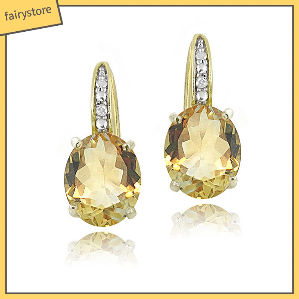 Khuyên Tai Đính Đá Hình Oval Thời Trang Thanh Lịch Dành Cho Nữ