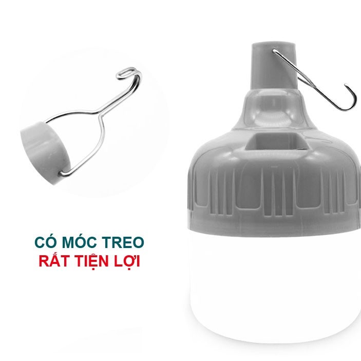 Bóng đèn tích điện 100w chính hãng có điều khiển kèm móc treo tiện dụng màu trắng ( tuyển khách sỉ)