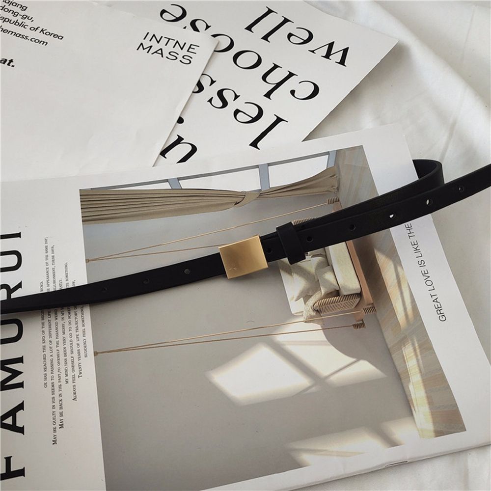 Thắt lưng da PU khóa hợp kim tròn phong cách Hàn Quốc cổ điển thời trang cho nữ