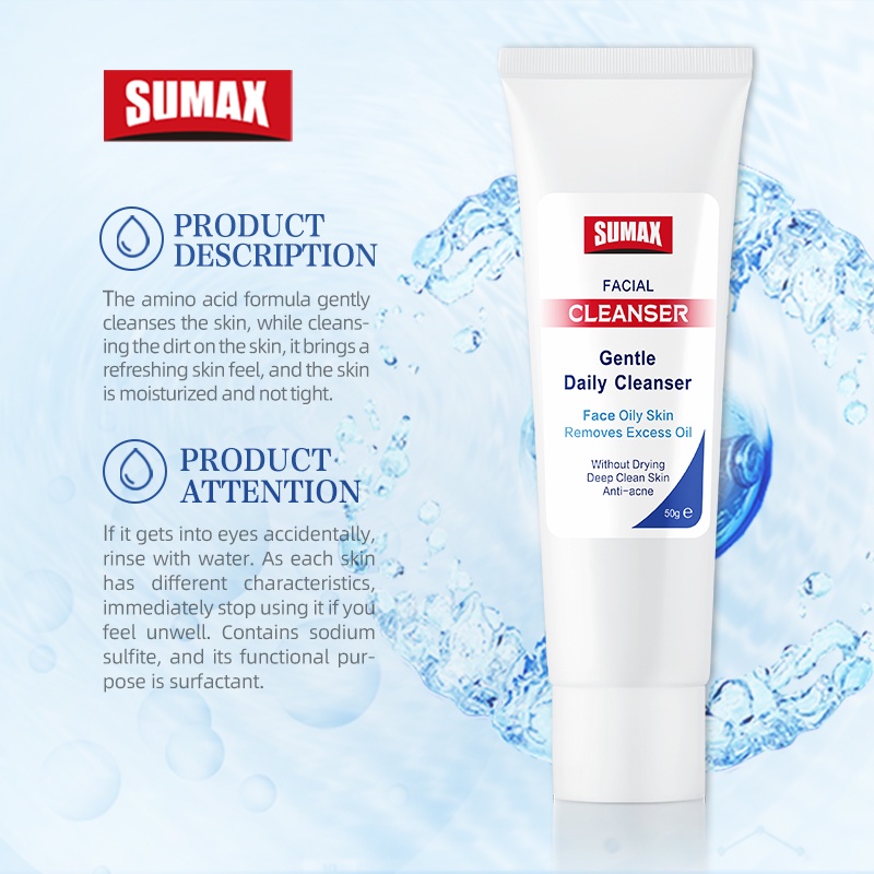 Sữa rửa mặt SUMAX hàng ngày dịu nhẹ dưỡng ẩm và làm tươi mới 50ml