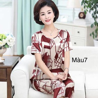 Bộ quần áo lụa trung niên hàng Quảng Châu