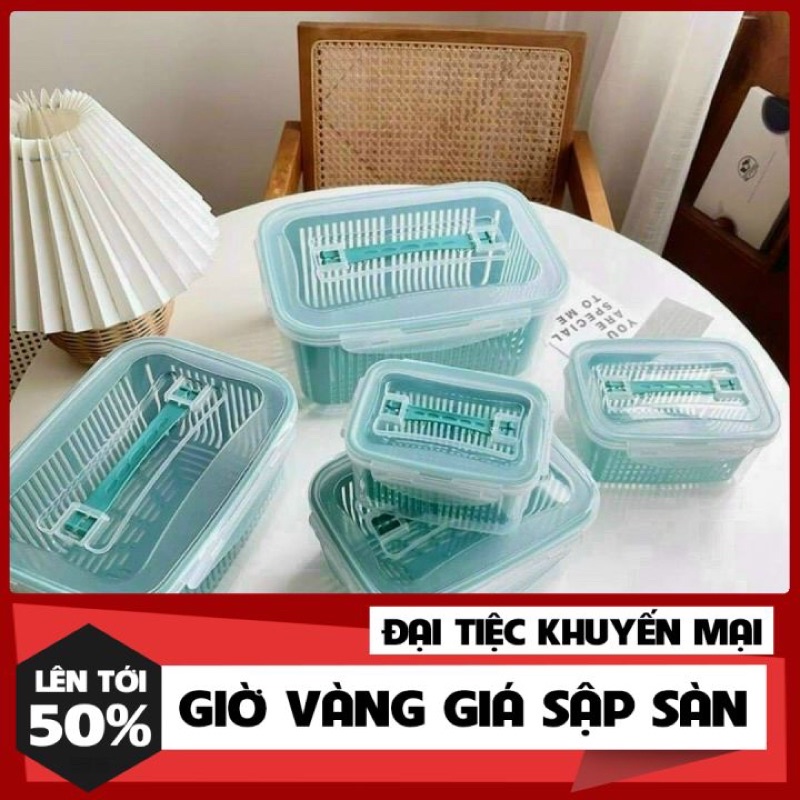 SÉT 5 HỘP BẢO QUẢN ĐỒ TỦ LẠNH 15 MÓN, Đựng Thực Phẩm Có Nắp Đậy Cao Cấp - Khay Nhựa Để Tủ Lạnh Kèm Rổ Ráo Nước