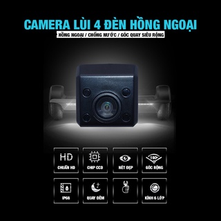 Camera lùi ô tô 4 mắt hồng ngoại xi đen