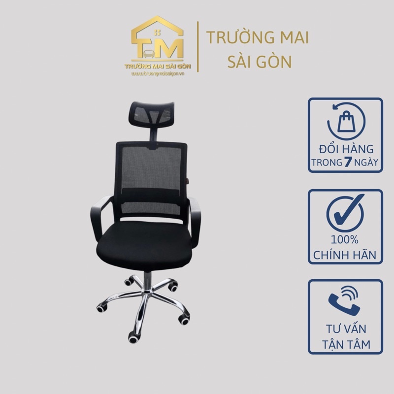 ghế văn phòng làm việc có tựa thư giãn lưng lưới xoay 360 độ nâng hạ hiện đại Trường Mai