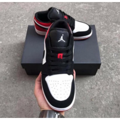 Giày Jodan Thấp Đỏ Đen , Giày Sneaker JD 1 Nam Nữ Full Box Bill