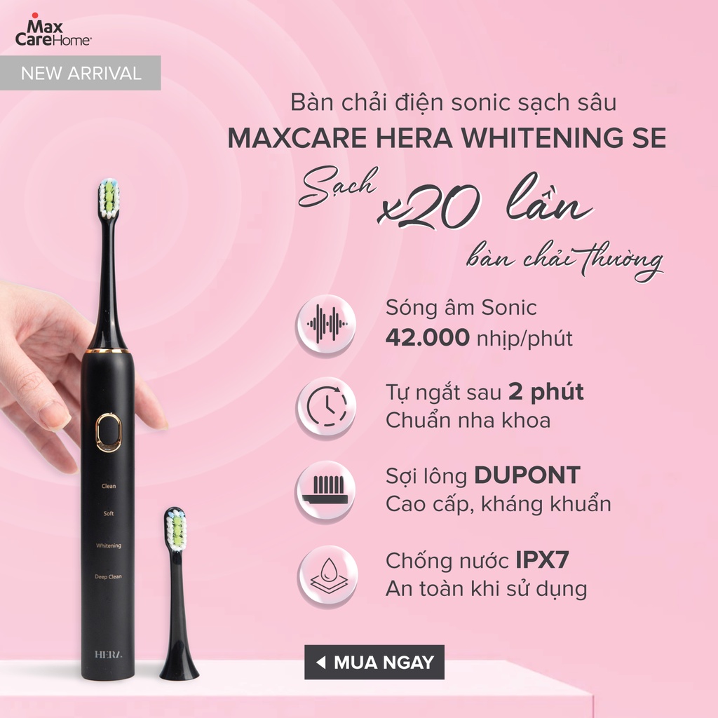 [COMBO GIẢM 750K] Máy tăm nước cầm tay H2ofloss HF9P + Bàn chải điện sóng siêu âm Maxcare Hera Whitening SE