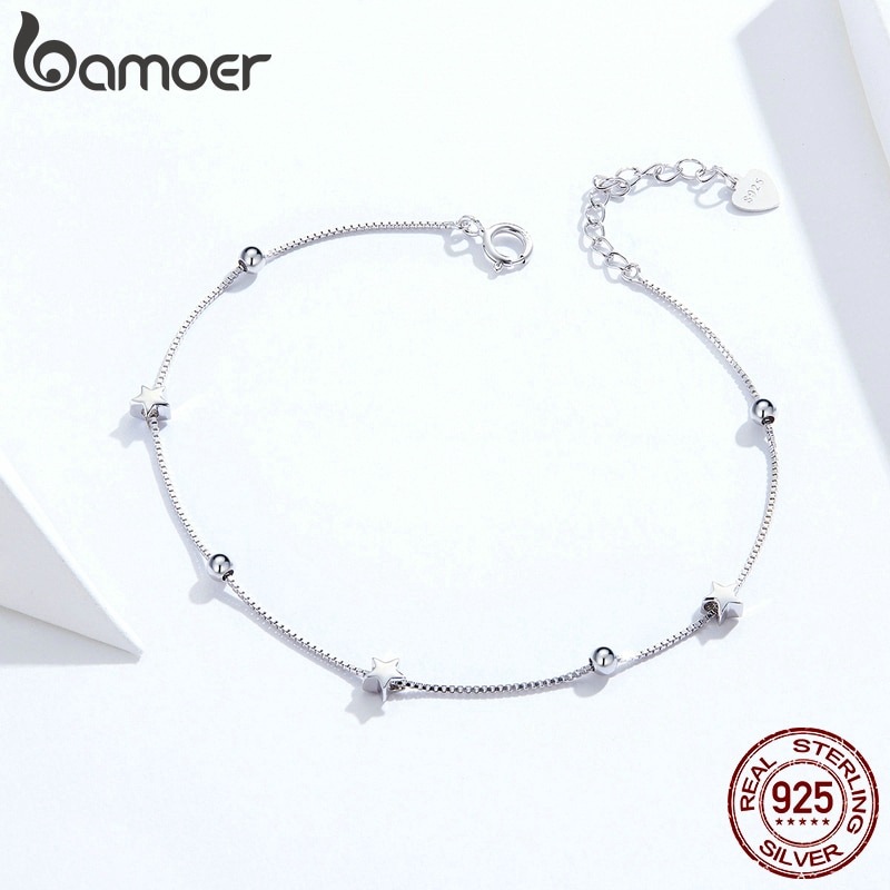 Vòng Tay Bamoer Bạc 925 SCB171 Phối Hình Mặt Trăng/ Trái Tim Cho Nữ