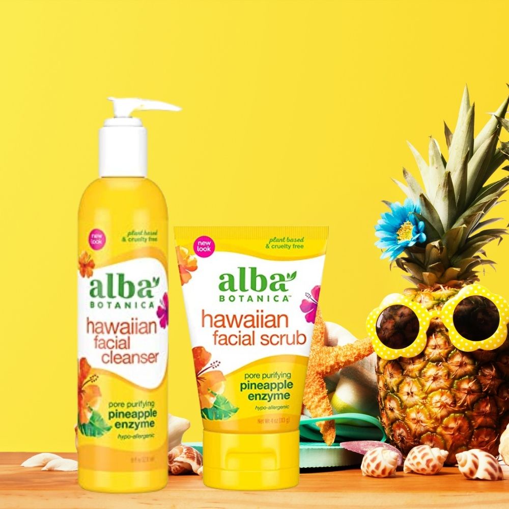 Tẩy tế bào da mặt  ALBA BOTANICA HAWAIIAN FACIAL SCRUB PORE PURIFYING PINEAPPLE ENZYME 113g