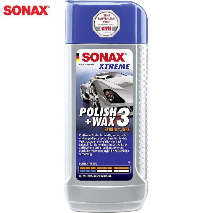 Dung dịch xóa xước, đánh bóng và bảo vệ sơn xe 3 trong 1 thương hiệu Đức - Sonax: Mã 202100