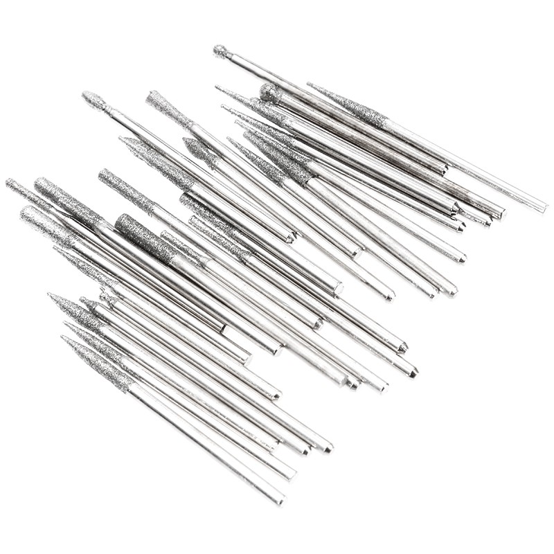 EKEZ Bộ 30 Mũi Mài Khắc Đầu Kim Cương Chui 3mm Dùng Cho Máy Khoan Mài Mini