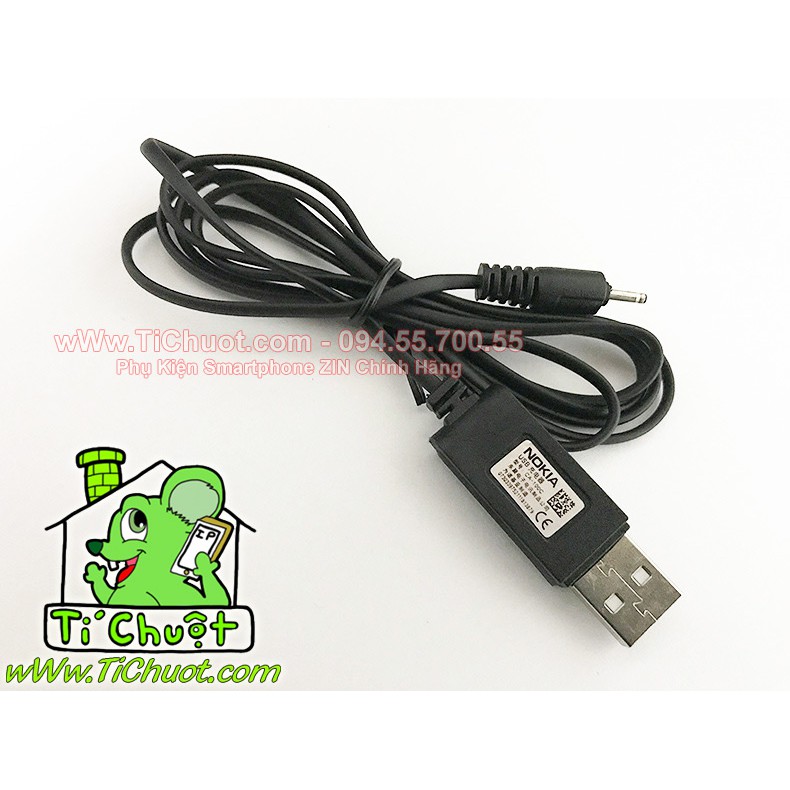 Cáp Nokia USB chân kim CA-100C cho máy Nokia 1202/1280/105/106/107... dùng với Pin sạc dự phòng