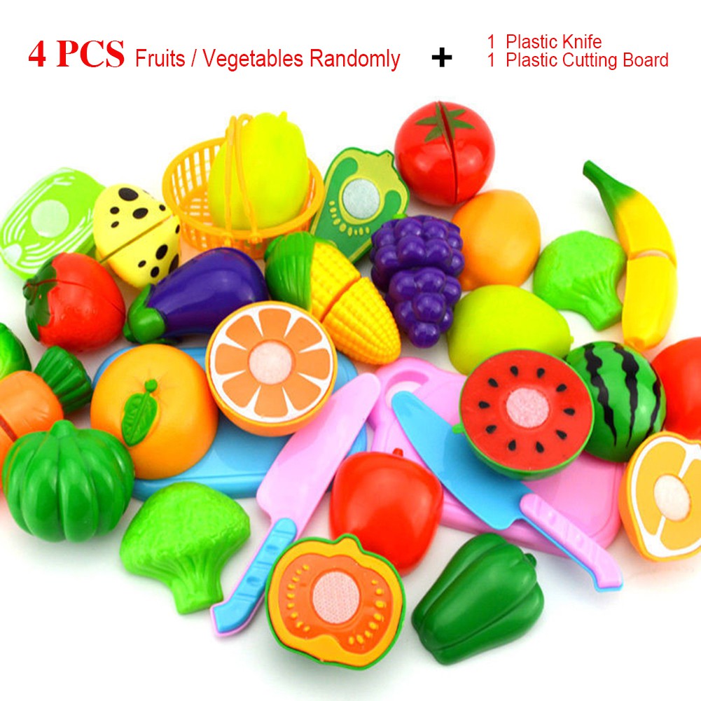 1SET/6PCS Fruit Vegetable Food Cutting Set Reusable Role Play Pretend Kitchen Toys