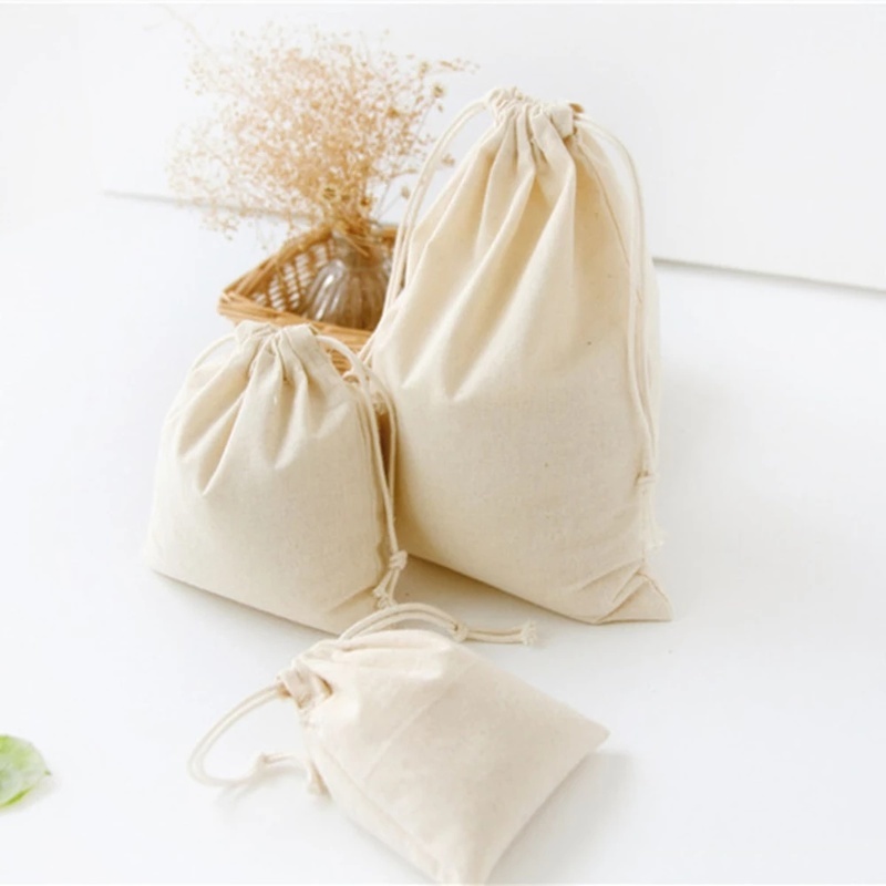 Túi dây rút cotton lanh đựng quần áo / mỹ phẩm / đồ lặt vặt tiện lợi