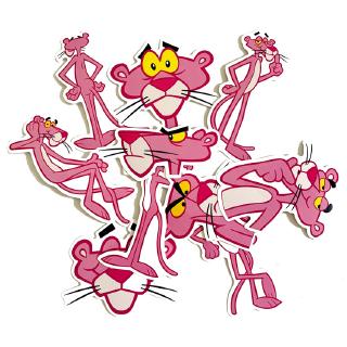 Set 10 sticker chú báo hồng dán trang trí ván trượt/ laptop