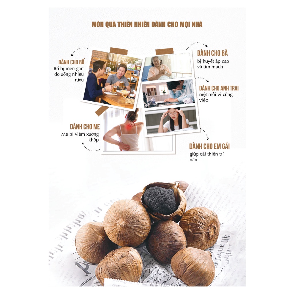 Tỏi đen, Tỏi cô đơn lên men tự nhiên 60 ngày theo công nghệ Nhật Bản (200gr). Tỏi đen Landfood's