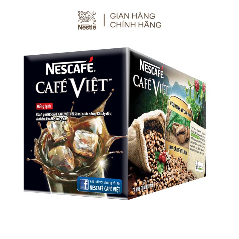 [Tặng ly nhựa Nescafe] Cà phê hòa tan Nescafé café Việt cà phê đen đá (Hộp 15 gói x 16 g)