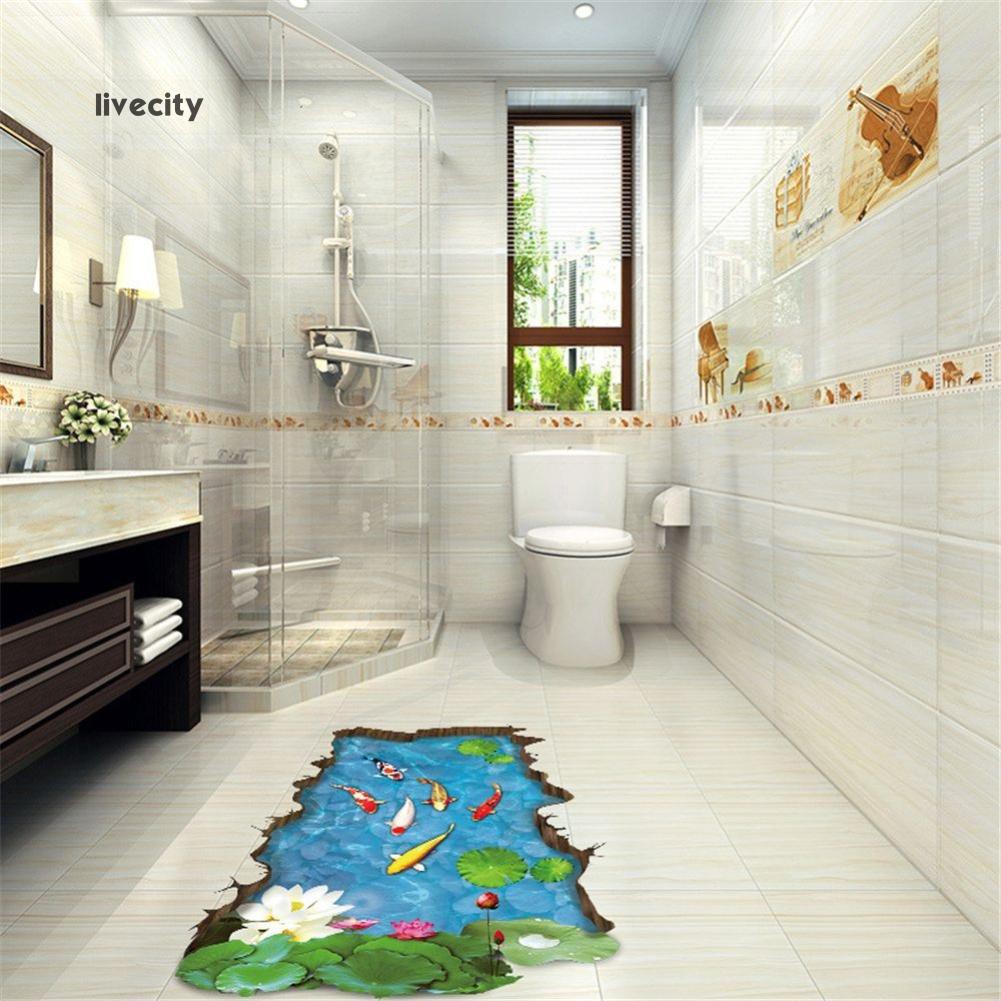 Giấy Dán Tường PVC Họa Tiết Ao Sen 3D Sáng Tạo Chống Thấm Nước Trang Trí Nội Thất