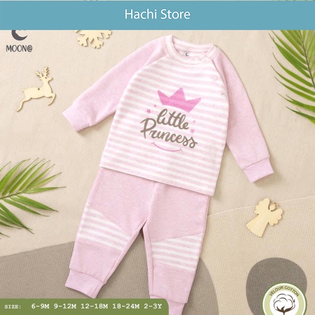 Bộ nỉ cho bé trai, gái, bộ nỉ thu đông cài vai hàng chính hãng Moon@ 2020 - vải nỉ - size từ 6 tháng - 3 tuổi