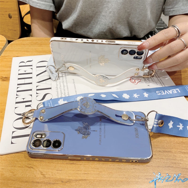 Ốp Điện Thoại Họa Tiết Lá Phong Có Vòng Tay Cho Vivo Y11 Y20 Y20i Y12S S1 Pro Y12 15 Y17 Y12A Y91C V9 Y85 U10 Y50 Y30 Y95 Y91i Y93