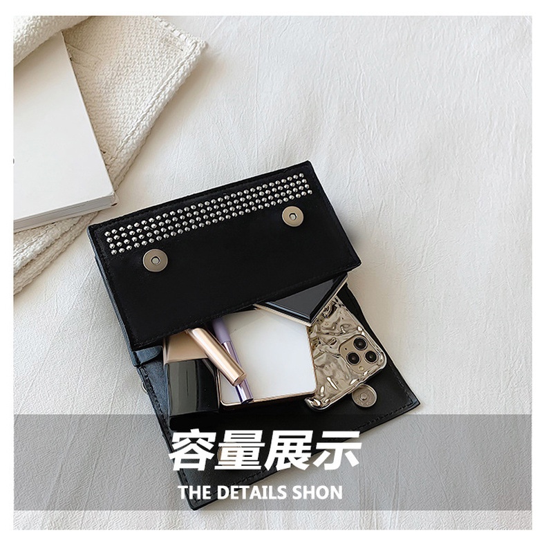 Túi Đeo Chéo Hình Vuông Nhỏ Đính Đá Đơn Giản Phối Dây Xích NB00128 Thời Trang Mùa Hè Cho Nữ