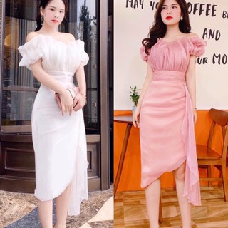 Váy trễ vai xẻ tà váy cực sang chảnh công chúa
