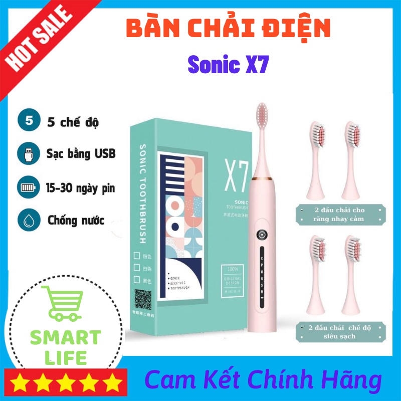 Bàn Chải Điện X7 Bàn Chải Điện Tự Động Sonic Áp Dụng Công Nghệ Sạc Nhanh Tần Số Rung 32000-42000 Lần/Phút