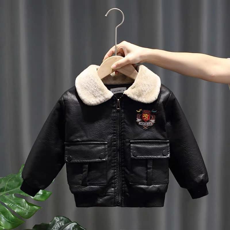 Áo khoác da lót lông bé trai K&K Năng Động Phong Cách 12-25kg Thời Trang nhà Kíds – >>> top1shop >>> shopee.vn