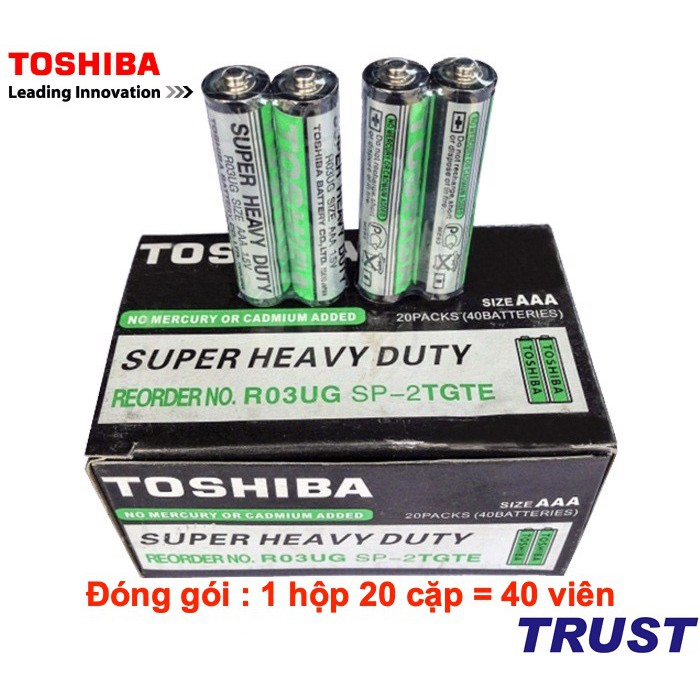 Pin tiểu AAA Toshiba 4 viên 1.5v chính hãng (pin số 7, pin tiểu nhỏ) - Toshiba Super Heavy Duty R03UG