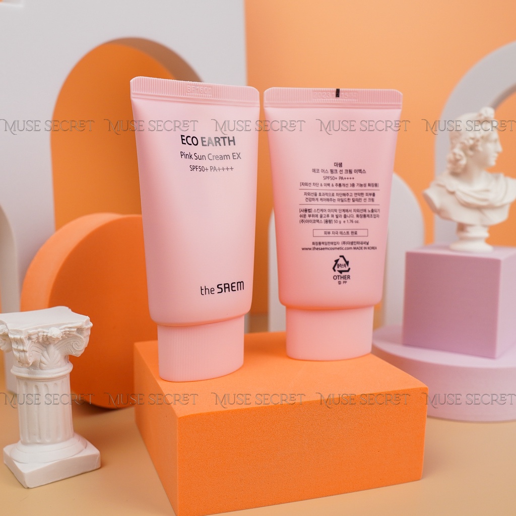 [Quà Tặng Khẩu Trang] Kem Chống Nắng The Saem - Eco Earth Pink Sun Cream SPF50+ PA++++ 50g [Mẫu mới] | BigBuy360 - bigbuy360.vn