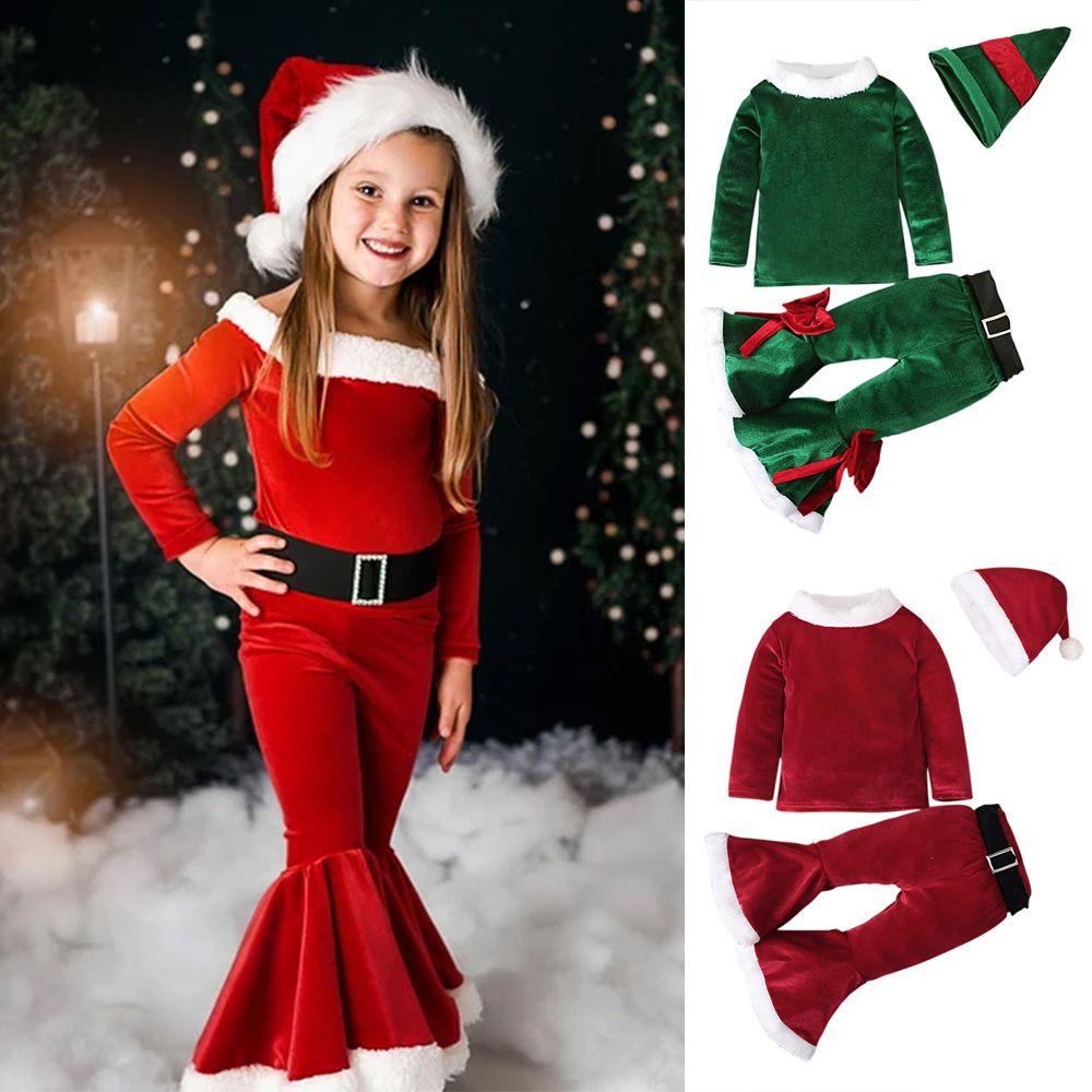 Set Đồ 4 Món Gồm Áo 12M-8T + Mũ Ông Già Noel + Dây Nịt Cho Bé Trai / Bé Gái