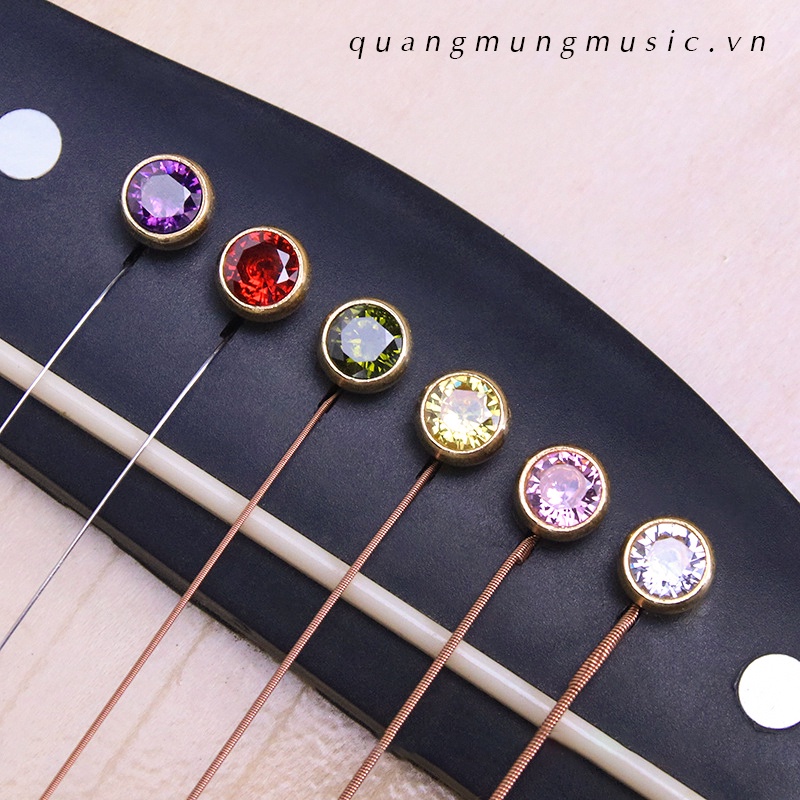 Bộ 6 chốt dây đàn Guitar Acoustic bằng đồng đính đá cao cấp