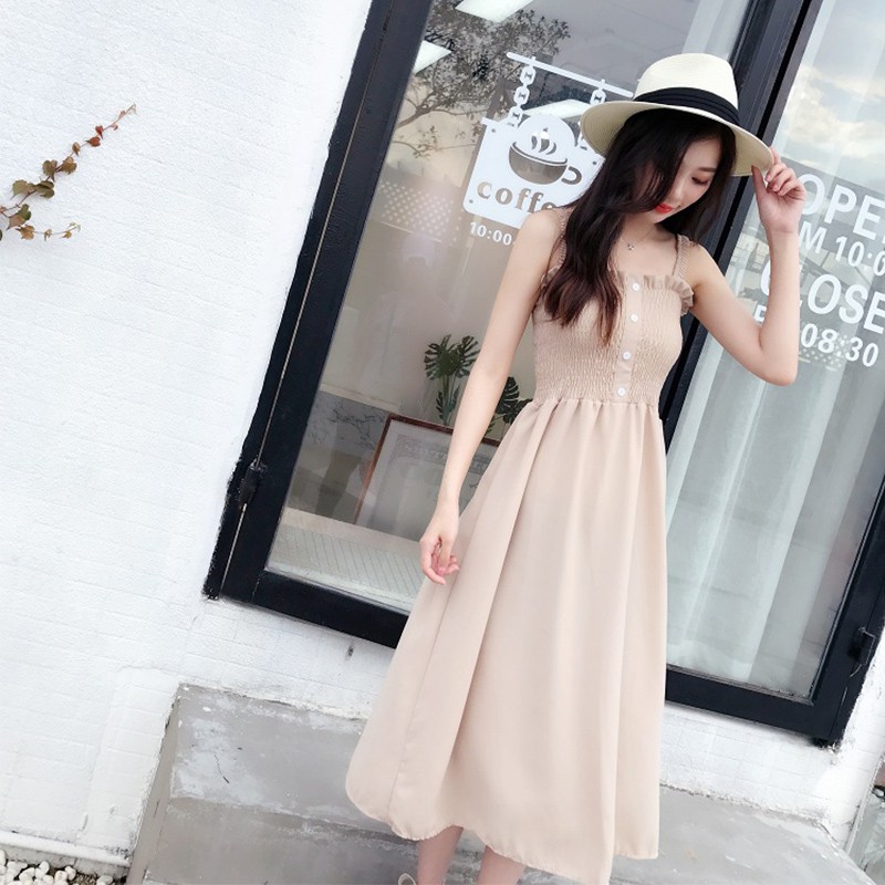 Đầm 2 dây dáng xòe đính nút quyến rũ | BigBuy360 - bigbuy360.vn