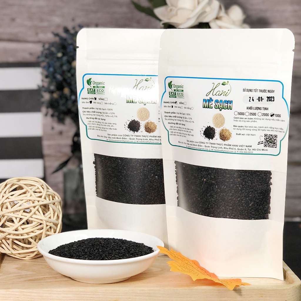 100g Mè Đen Chuẩn Sạch, Giống Thuần Chủng, Loại Rang Sẵn Làm Bánh Nấu Chè 🌽 Kho sỉ dinh dưỡng HANI FOOD
