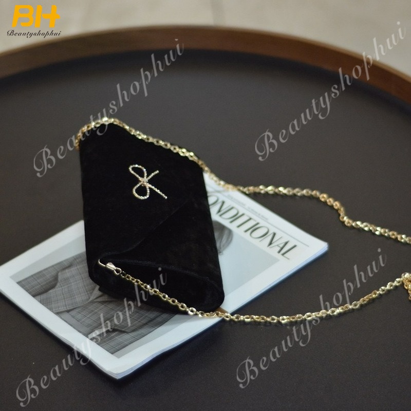 Ví Nhung Cầm Tay Đính Nơ Thời Trang Cho Nữ