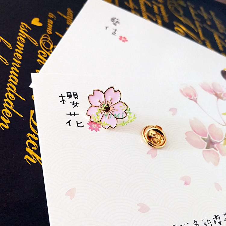 COD Sweet Cherry Blossom Trâm Dripping Flower Lapel Pin Badge Phụ kiện quần áo❤Yimi❤