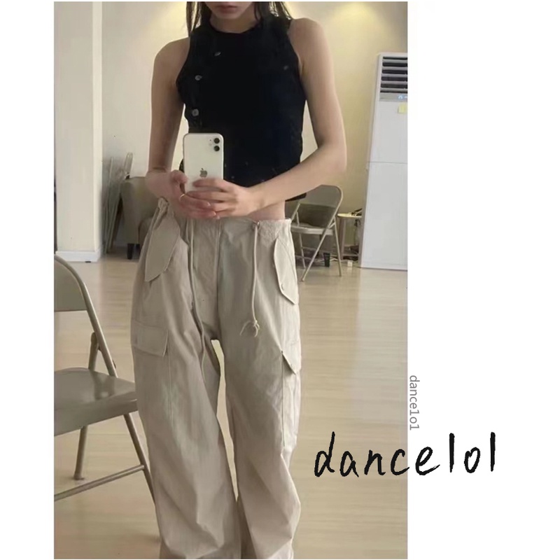 Quần Dài Lưng Cao Màu Trơn Khiêu Vũ1O1-Y2k Thời Trang Xuân Thu Cho Nữ