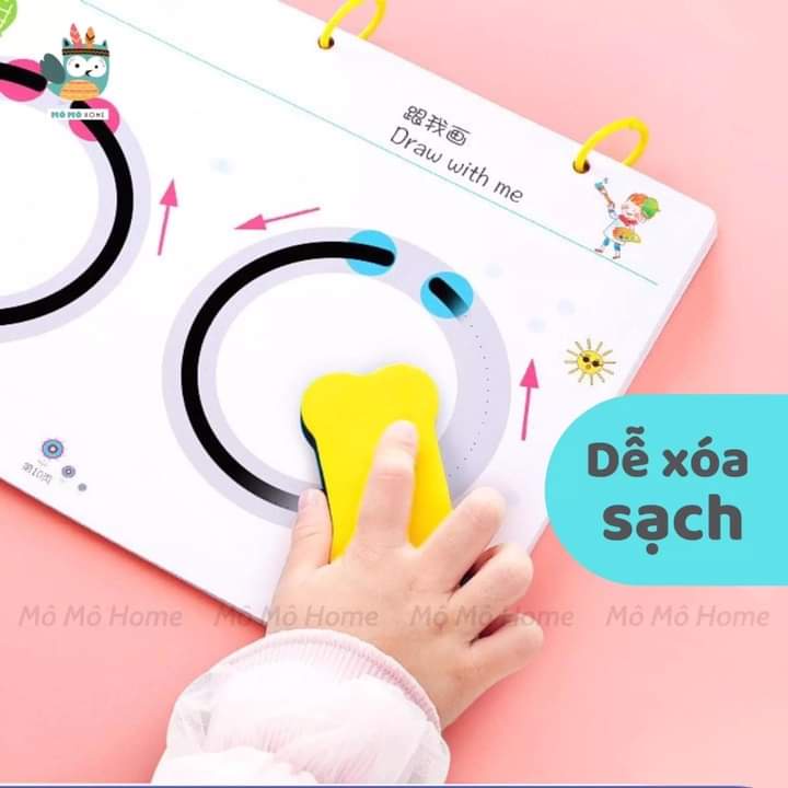 Đồ chơi giáo dục sớm thông minh cho bé tập viết tập tô nối điểm, nối số, luyện cầm bút, có thể xoá được