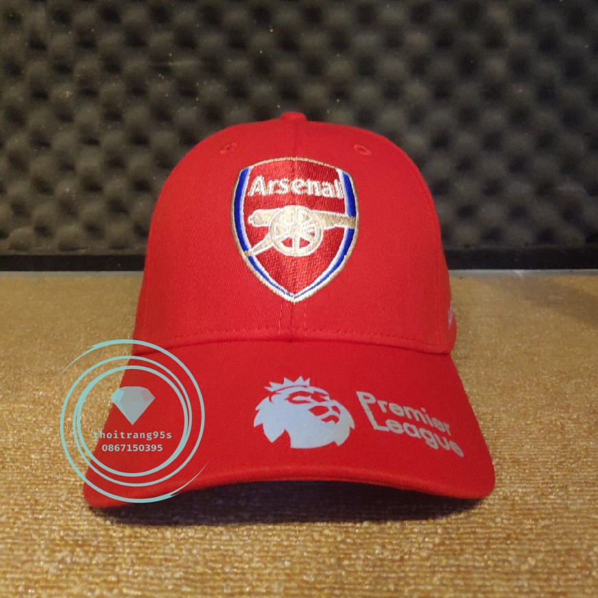 Mũ nón lưỡi trai bóng đá CLB Arsenal Logo in Dạ Quang Bắt Mắt, Khóa Đồng Sang Trọng Siêu Đẹp, Siêu Chất