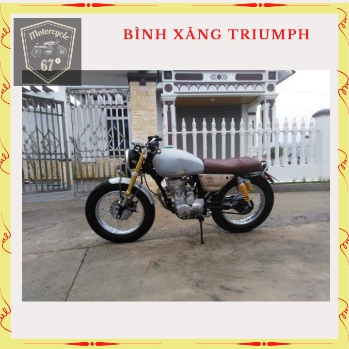 Bình xăng Trium, thùng xăng lớn độ xe Classic cafe racer , 67.. dung tích hơn 9 lít, bả sẵn matit, chỉ việc sơn