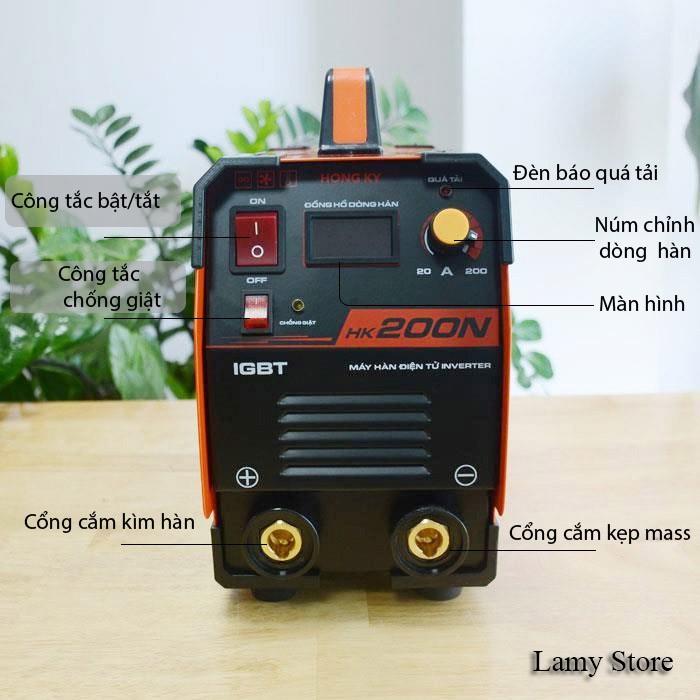 Máy hàn que điện tử Hồng ký HK 200N chống giật cao cấp